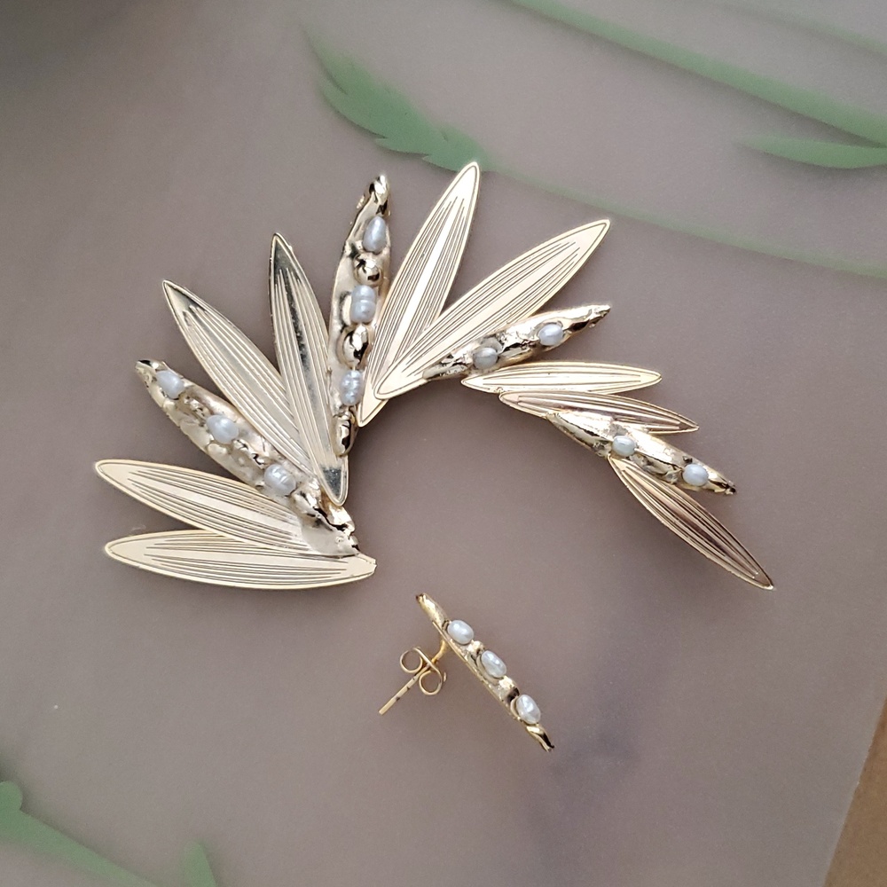 Rosantica "Apache" River Pearls Ear Cuff & Earring Set - Picture 2 of 9